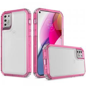 Premium Transparent Hybrid Case Cover - Clear/Hot Pink For Moto G Stylus 20