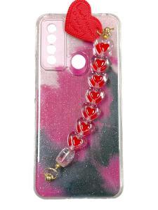 Heart Chain Bracelet Case-Pink Fusion-TCL 20 XE