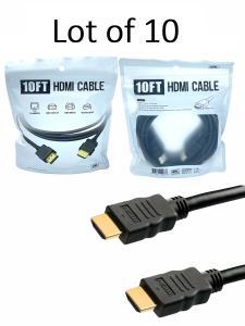 Lot Of 10: GEMS 10FT FOOT High-Speed HDMI Cable- Supports 4K