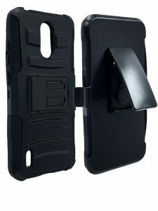Holster Clip Kickstand Case Cover - Black/Black For Nokia C2