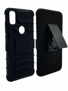 Holster Clip Kickstand Case Cover - Black/Black For T-Mobile Revvl 4