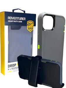 Shockproof Defender Case with Holster for IPhone 13 -Grey/Green