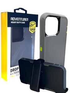 Shockproof Defender Case with Holster for IPhone 13 Pro -Grey/Green