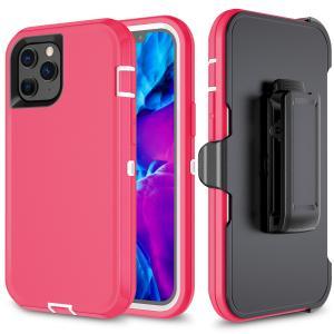 Shockproof Defender Case with Holster, Pink for iPhone 13 Pro