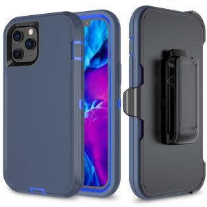 SHOCKPROOF DEFENDER CASE WITH HOLSTER FOR IPHONE 14 MAX 6.7 - NAVY BLUE