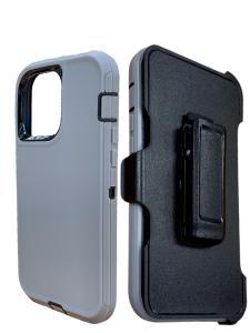 SHOCKPROOF DEFENDER CASE WITH HOLSTER FOR IPHONE 14 PRO MAX 6.7 - GRAY