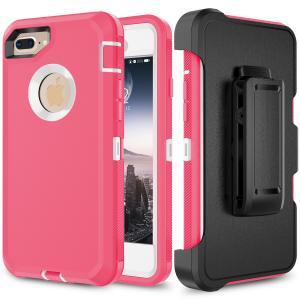 Shockproof Defender Case with Holster for IPhone 6/7/8 Plus -Pink