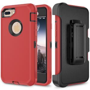 Shockproof Defender Case with Holster for IPhone 6/7/8 Plus -Red