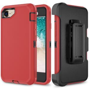 Shockproof Defender Case with Holster for IPhone 6/7/8 -Red