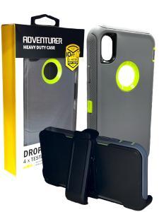 Shockproof Defender Case with Holster for IPhone XR -Grey/Green