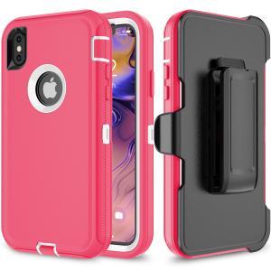 Shockproof Defender Case with Holster for IPhone XR -Pink