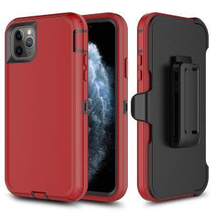 Shockproof Defender Case with Holster for IPhone 11 Pro Max Black/Red