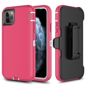 Shockproof Defender Case with Holster for IPhone 11 Pro Max White/Pink