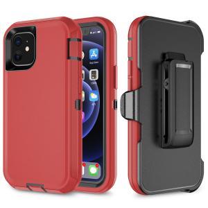 Shockproof Defender Case with Holster for IPhone 12 Mini Red/Black