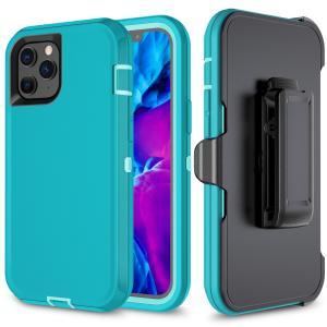 Shockproof Defender Case with Holster, Teal for iPhone 13 Pro
