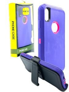 Shockproof Defender Case with Holster for IPhone Xs Max -Purple