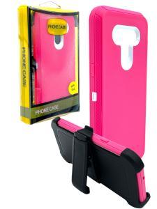 Shockproof Defender Case with Holster for LG K51 -Pink