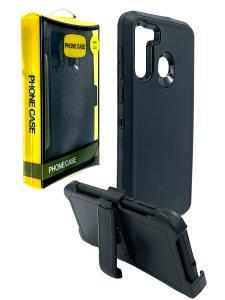 Shockproof Defender Case with Holster for Samsung A21 -Black