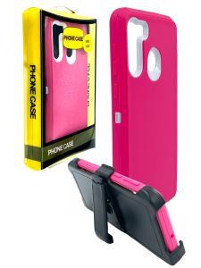 Shockproof Defender Case with Holster for Samsung A21 -Pink
