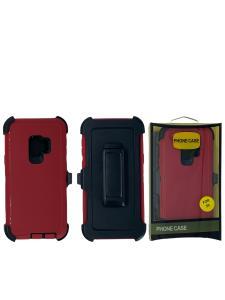 Shockproof Defender Case with Holster for  Samsung Galaxy S9 -Red