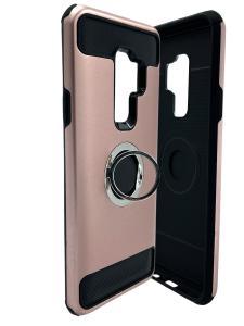 Tough TPU Rubber Hybrid with Magnetic Ring Stand Rose Gold for Samsung S9 P