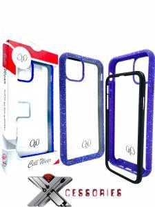 2 Piece Shock Proof Transparent Case for iPhone 11 Pro 5.8 -Clear/Purple