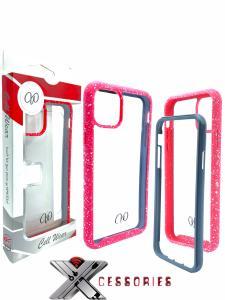 2 Piece Shock Proof Transparent Case for iPhone 12 Mini 5.4 -Clear/Pink