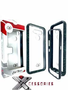 2 Piece Shock Proof Transparent Case for LG Aristo 5 - Clear/Black