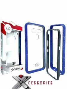 2 Piece Shock Proof Transparent Case for LG Aristo 5 - Clear/Blue