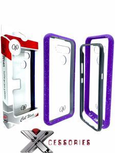 2 Piece Shock Proof Transparent Case for LG Aristo 5 - Clear/Purple