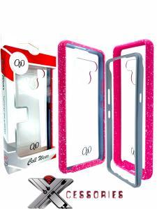 2 Piece Shock Proof Transparent Case for LG Stylo 6 - Clear/Pink