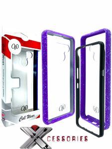 2 Piece Shock Proof Transparent Case for LG Stylo 6 - Clear/Purple