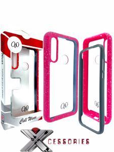 2 Piece Shock Proof Transparent Case for Motorola Moto G fast - Clear/Pink