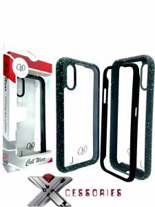 2 Piece Shock Proof Transparent Case for Samsung Galaxy A01 - Clear/Black