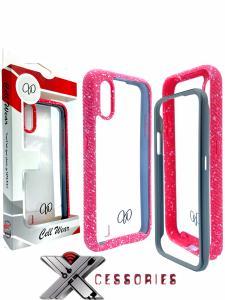 2 Piece Shock Proof Transparent Case for Samsung Galaxy A01 - Clear/Pink