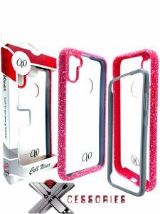 2 Piece Shock Proof Transparent Case for Samsung Galaxy A11 - Clear/Pink