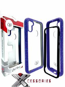 2 Piece Shock Proof Transparent Case for Samsung Galaxy A11 - Clear/Purple
