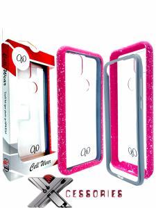 2 Piece Shock Proof Transparent Case for T-Mobile Revvl 4 Plus - Clear/Pink