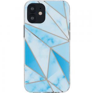 For iPhone 12/12 Pro Gold Electroplated Marble Hard TPU - Cool Blue Marble