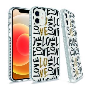 For iPhone 13 6.1 Trendy Fashion Design Hybrid Case Cover - Love In Gold