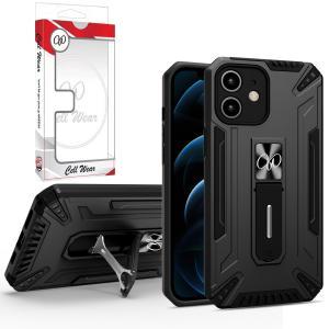 Kickstand Magnetic Mount Heavy-Duty Case For iPhone 12 - Black