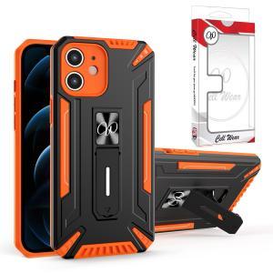 Kickstand Magnetic Mount Heavy-Duty Case For iPhone 12 - Orange/Black