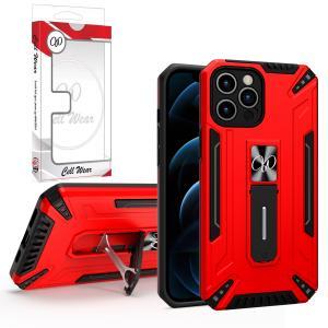 Kickstand Magnetic Mount Heavy-Duty Case For iPhone 12 Pro - Red