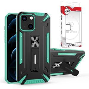 Kickstand Magnetic Mount Heavy-Duty Case For iPhone 13 - Green/Black