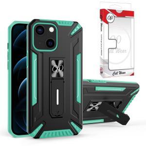Kickstand Magnetic Mount Heavy-Duty CaseFor iPhone 13 Mini - Green/Black