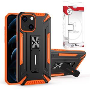 Kickstand Magnetic Mount Heavy-Duty CaseFor iPhone 13 Mini - Orange/Black