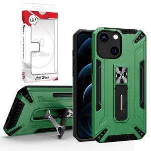 Kickstand Magnetic Mount Heavy-Duty CaseFor iPhone 13 Mini - Blakish Green