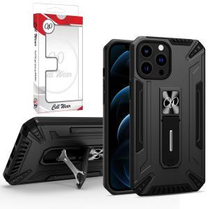 Kickstand Magnetic Mount Heavy-Duty Case For iPhone 13 Pro - Black