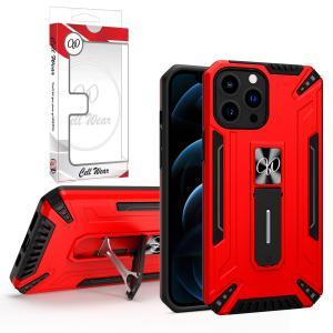 Kickstand Magnetic Mount Heavy-Duty Case For iPhone 13 Pro - Red