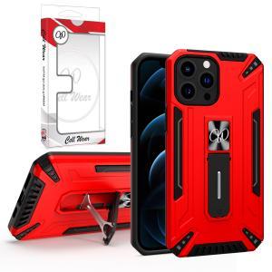 Kickstand Magnetic Mount Heavy-Duty Case For iPhone 13 Pro Max - Red